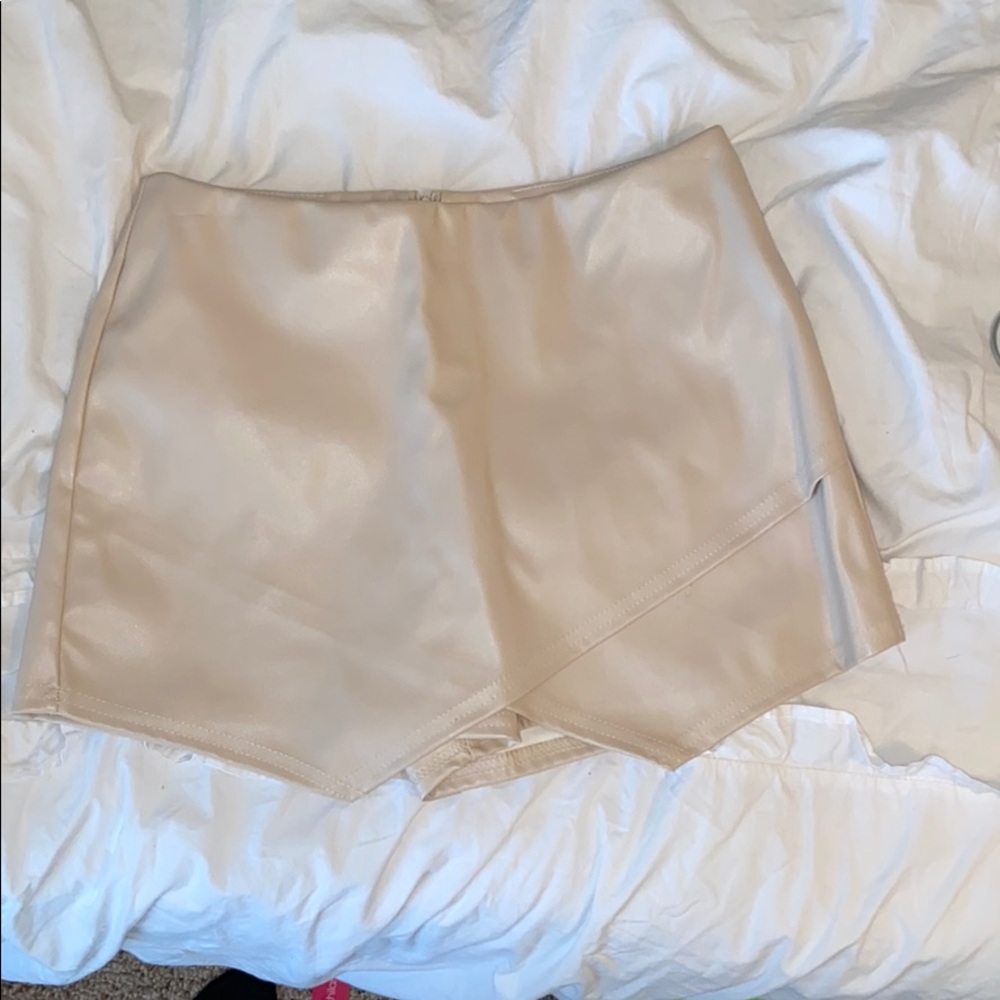Tan leather skort
